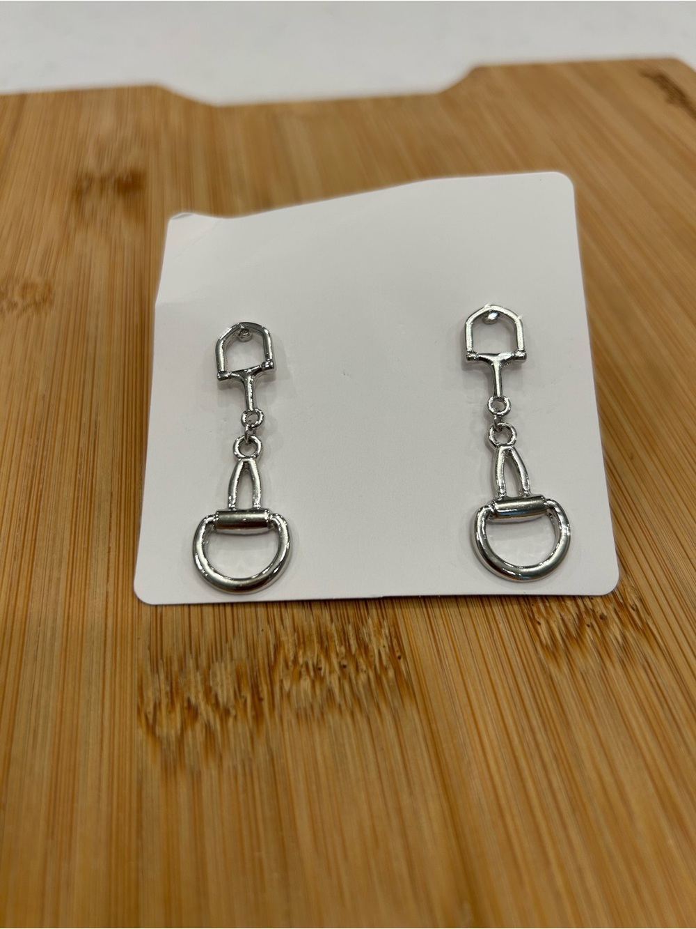 Silver Tone Horsebit Drop Earrings - Women Jewelry